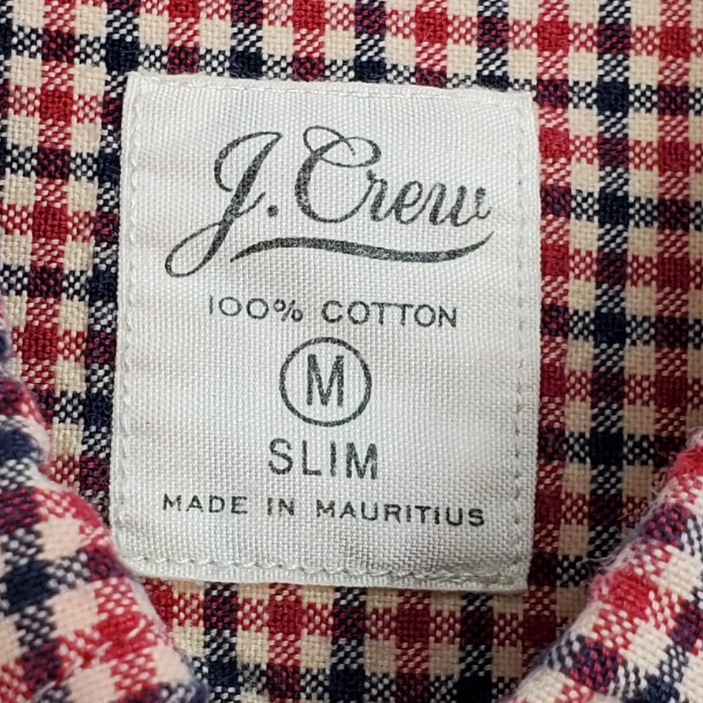 J Crew Slim Fit Button Down Shirt Mens Medium Gingham‎ Plaid Red Blue Preppy